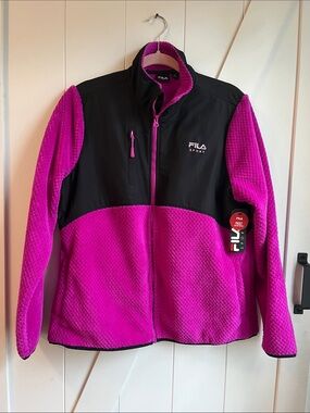 Fila Sport Pink and Black Full-Zip Fleece Jacket